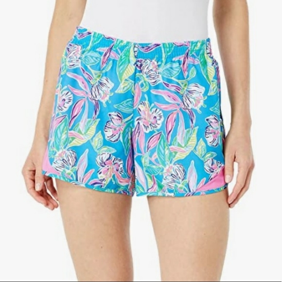 Lilly Pulitzer Shorts Ocean Trail Formentera Turquoise XS Keep on Beleafing - Picture 10 of 11